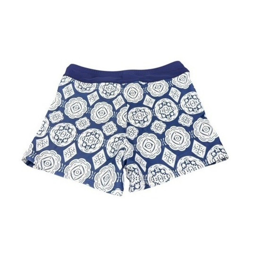 Tempt Me Womens Navy Blue White Medallion Print Swim Board Shorts M NEW